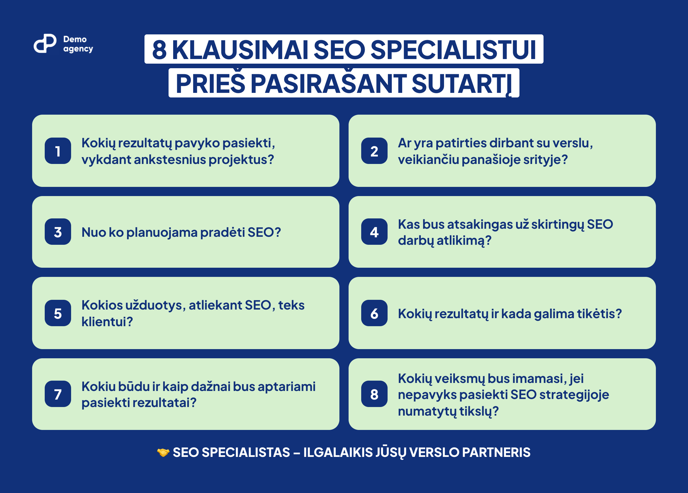 8 klausimai SEO specialistui prieš SEO konsultaciją ir sutarties pasirašymą